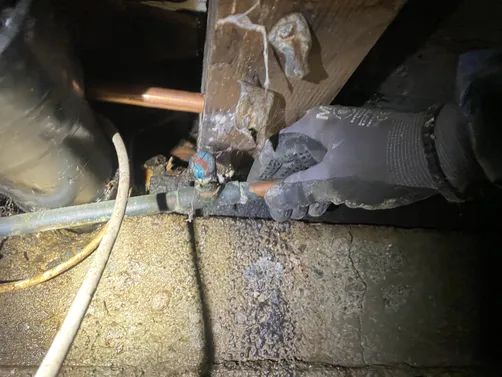 photo at Concord, CA on Apr 24, 2026: Noticing an unusually high water bill, we conducted an inspection and discovered a pinhole leak in 