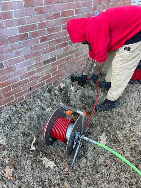 Jetting the drain.