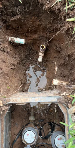 photo at Sugar Land, TX on Apr 16, 2025: An outside foundation leak near the meter required immediate attention. We excavated the area to ac