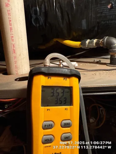 photo at Toquerville, UT on Nov 17, 2025: An issue with the upstairs furnace resulted in no heat being distributed. We assessed the situation