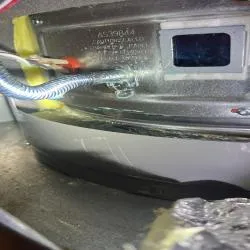 photo at Houston, TX on Oct 10, 2025: The water heater was not functioning correctly due to a broken supply gas tube for the burner assem