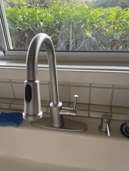 An outdated faucet was replaced with a sleek, modern fixture, enhancing both style and reliability in the kitchen.