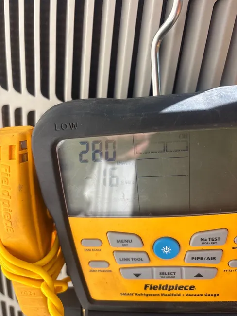 A refrigerant leak in this mini split was expertly repaired, ensuring optimal cooling efficiency for the home.