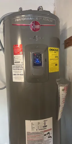 photo at Houston, TX on Nov 04, 2025: The water heater was not functioning properly due to a faulty lower element and defective Rheem sen
