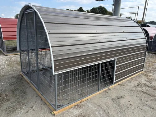 photo at Edwards, MS on Dec 11, 2025: 8X12 animal shelter with welded ag panel and metal frameBurnished Slate with white trimtreated 2x