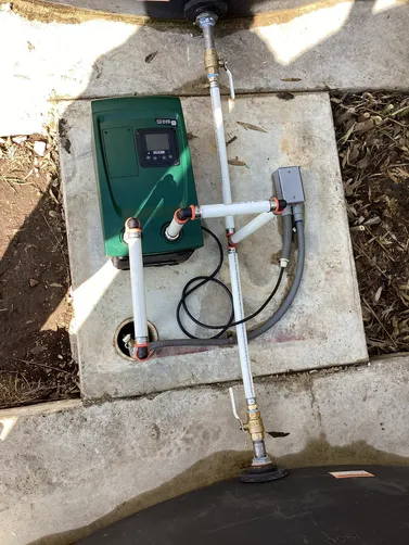 photo at Harper, TX on Feb 21, 2026: A failing and leaking booster pump compromised the rainwater system supplying the garden. We replac photo at Harper, TX on Feb 21, 2026: A failing and leaking booster pump compromised the rainwater system supplying the garden. We replac