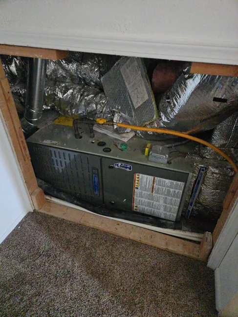 Routine maintenance on an HVAC system ensured efficient heating and cooling for this residential home.