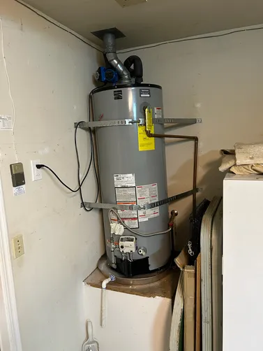 photo at Benicia, CA on Dec 10, 2025: Inefficiency in water heating necessitated the installation of a 65-gallon hybrid heat pump water h