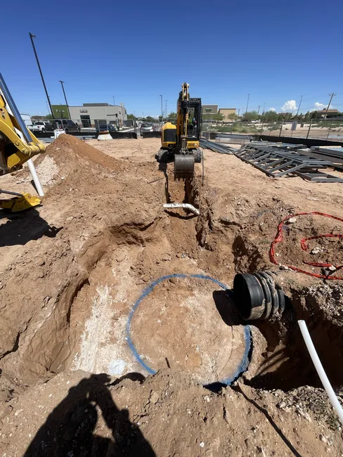 Ongoing commercial project, installing storm drainage systems to support their commercial needs.