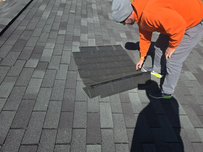 In Old Monroe, MO, a damaged roof was quickly stabilized with a tarp, protecting the home from further leaks.
