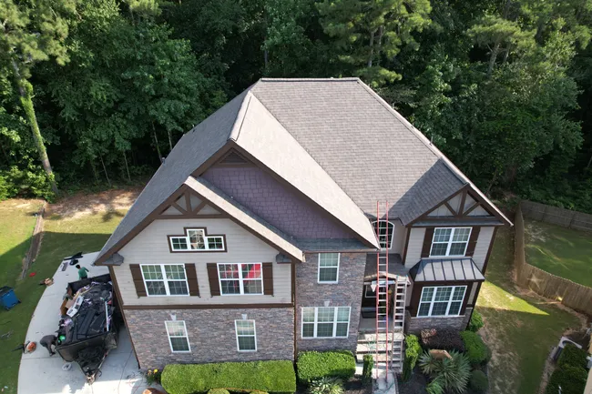 Roof Replacement. Color: Driftwood in Owens Corning Oakridge Architectural Shingle.
