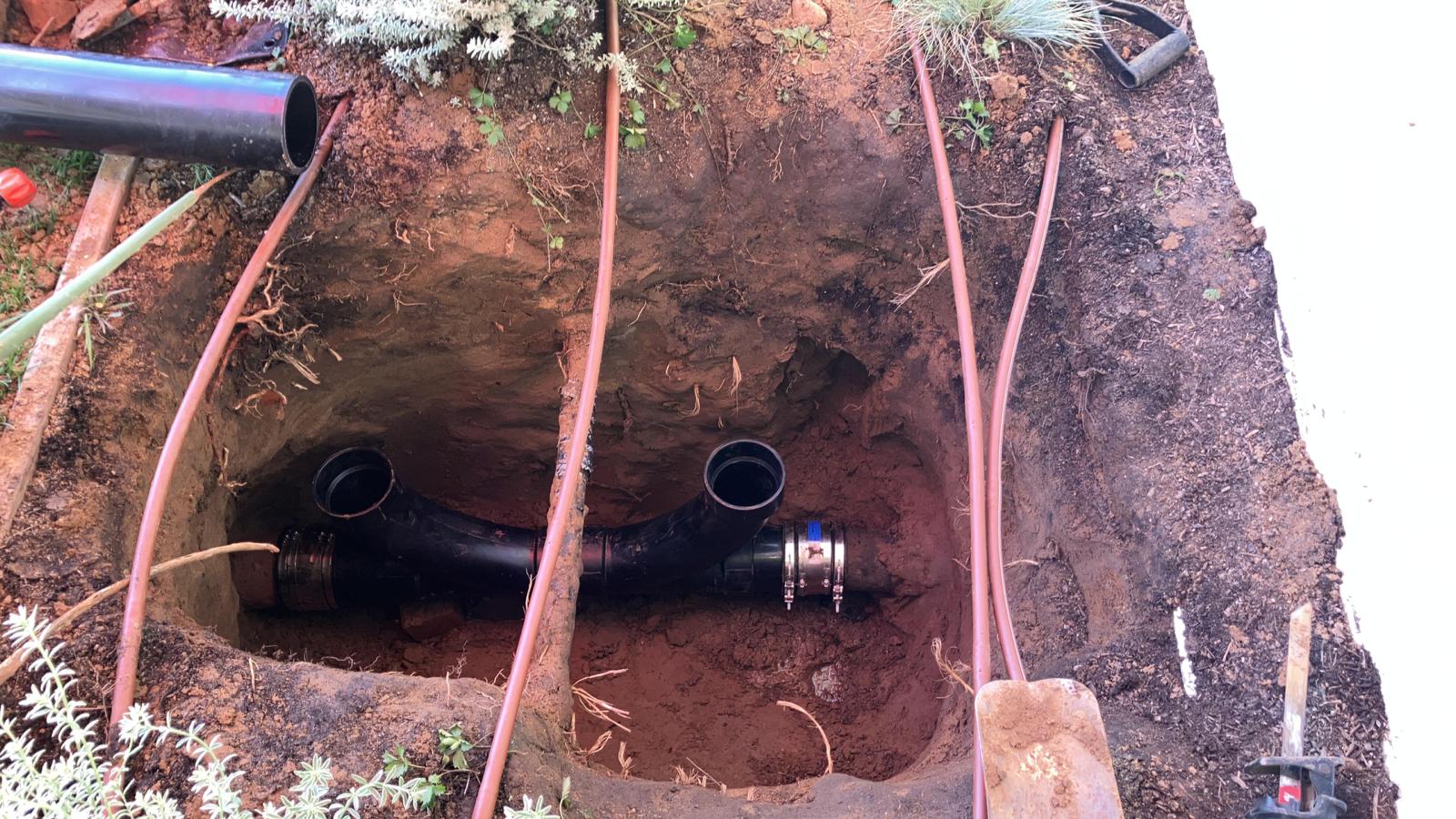 Dual sweep cleanout installed to provide access to a blocked mainline