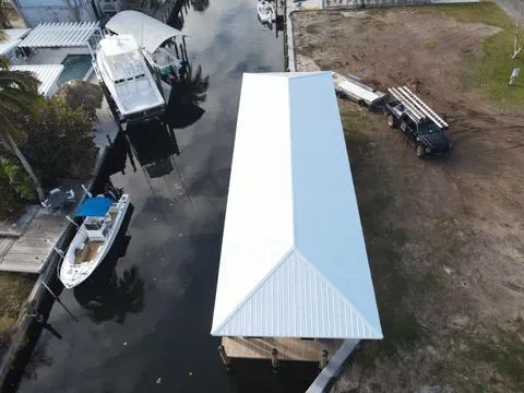 Metal Roof Install On Boathouse