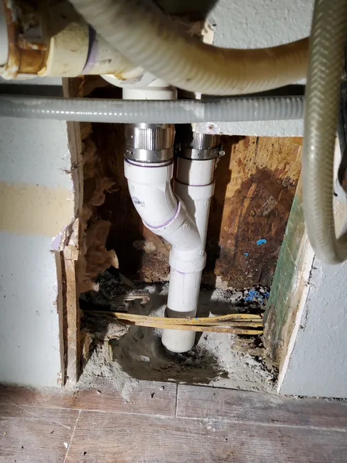 After repairing a cracked kitchen sink drain line, we ensured everything flowed seamlessly again.