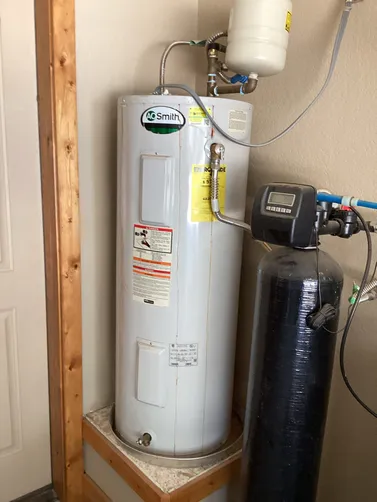 photo at Bandera, TX on Feb 20, 2026: A leaking electric water heater in the garage was disrupting the household's hot water supply. We d photo at Bandera, TX on Feb 20, 2026: A leaking electric water heater in the garage was disrupting the household's hot water supply. We d