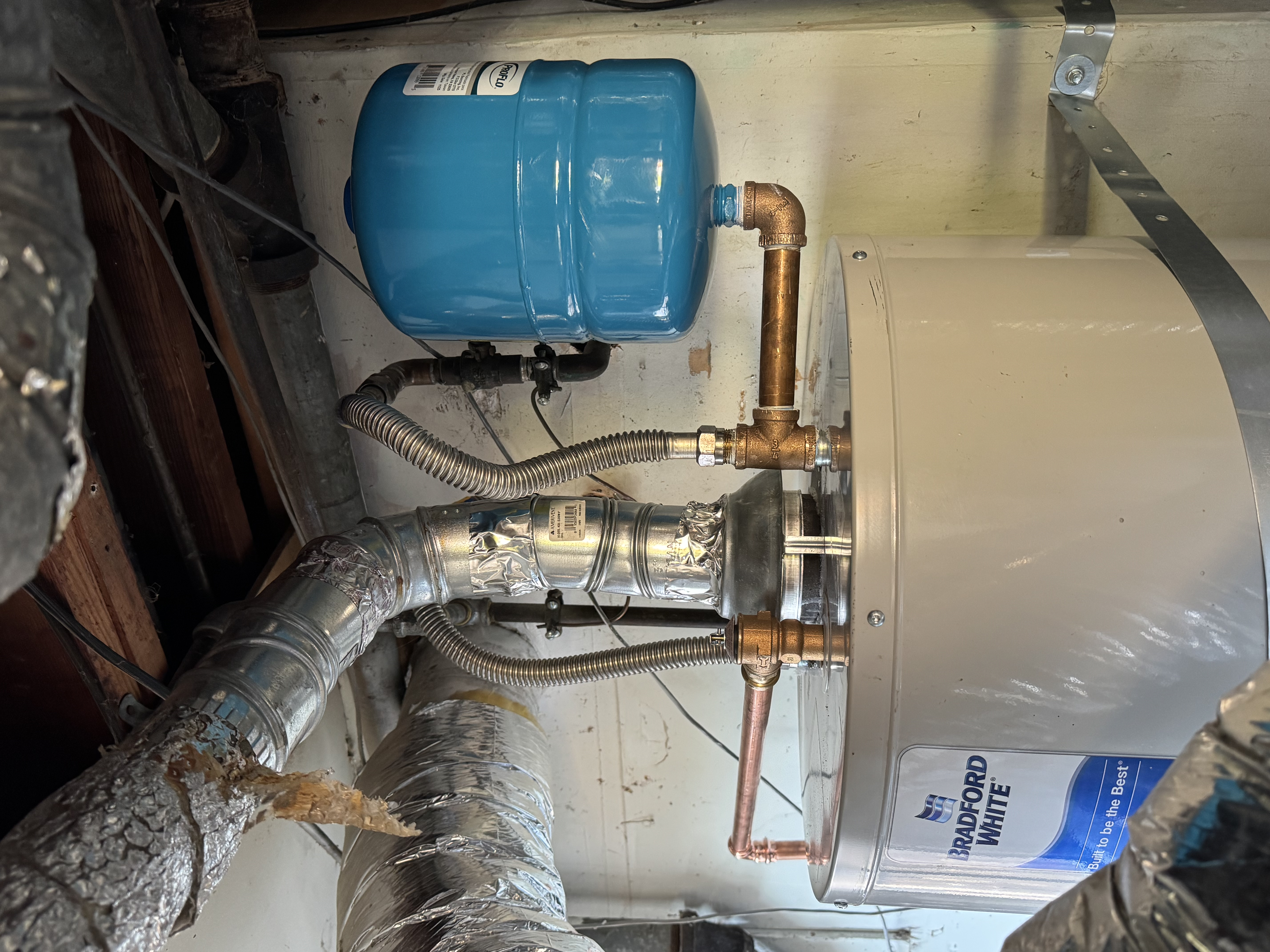 New Bradford White 50 gallon gas water heater installed in a Marin County garage by Big Island Plumbing