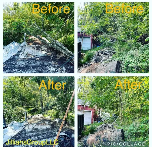 photo at Pleasant Valley, NY on Sep 12, 2021: A tree fell on the garage, creating a hazardous situation that jeopardized the sale of the house. W