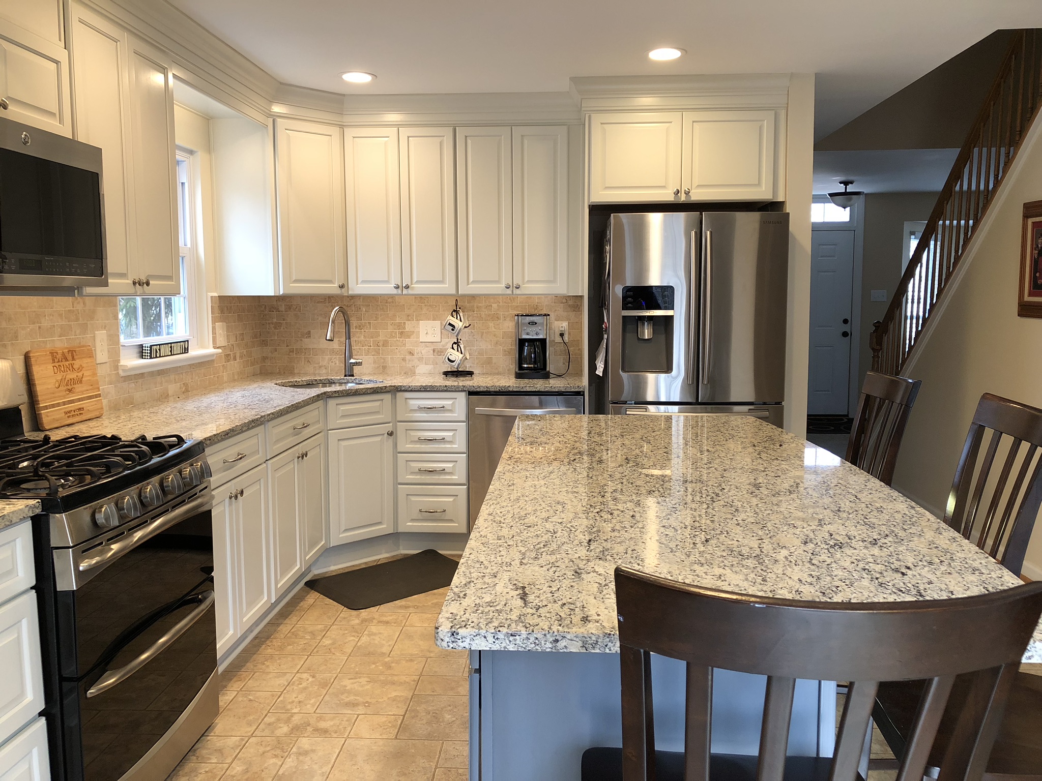 Columbia, MD kitchen with new wall cabinets installed up to the ceiling
