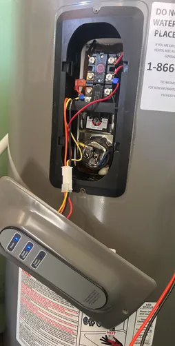 photo at Houston, TX on Nov 26, 2025: The water heater was not functioning due to a burned upper heating element. We removed the defectiv