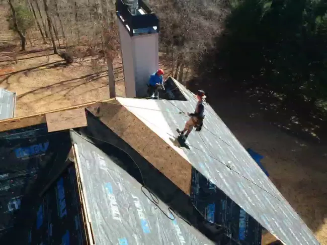 There is no roof too big or small for Topps Roofing.  This roof repair and replacement was done with Owens Corning Tru Definition Architectural Shingles!