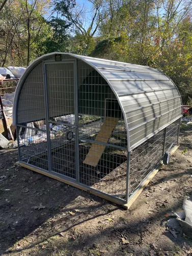photo at Mineola, TX on Dec 10, 2025: 8x10 chicken coop in charcoalwheels, nesting box, loft with access door, roosting bars, ramps, wal