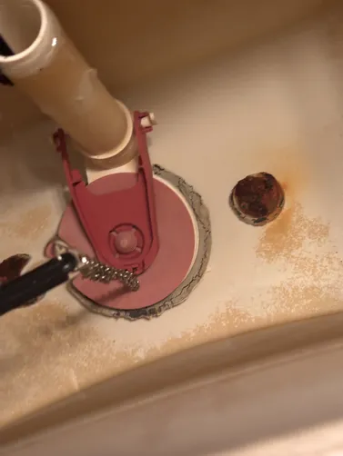 photo at Spring, TX on Dec 02, 2025: A leak was observed between the toilet tank and bowl during flushing. We replaced the rusted bolts 