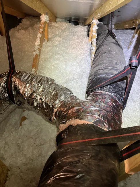 In Folsom, we restored HVAC functionality by installing a 10-foot duct with a connector and reducer for optimal airflow.