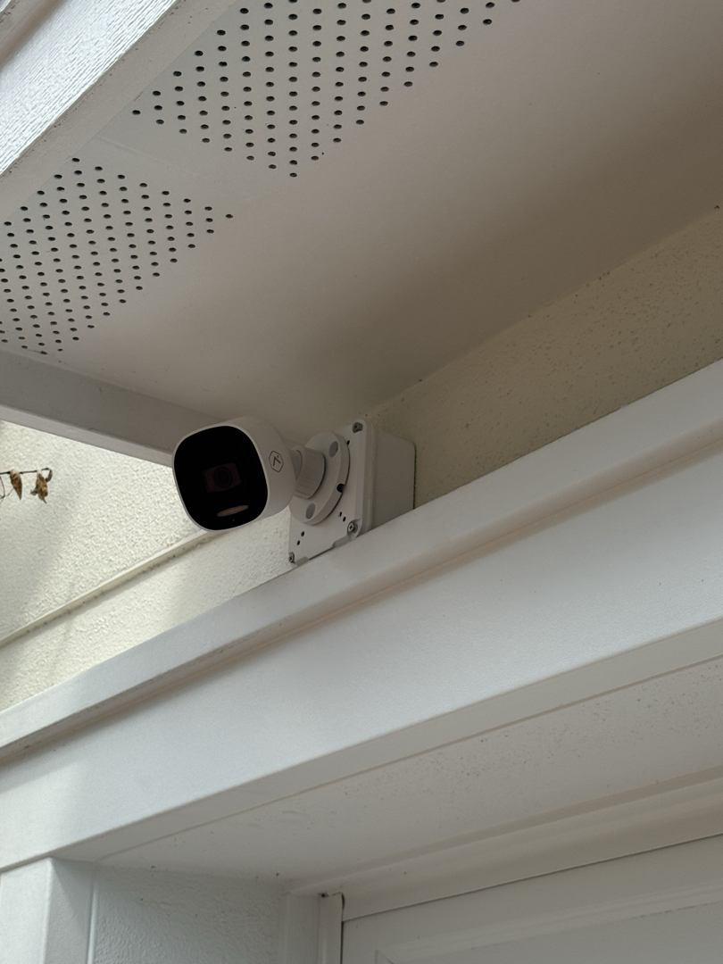 Solar security camera on the exterior of a Sarasota home, second angle
