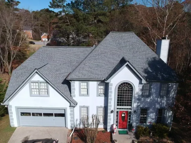 Beautiful new blue roof on a beautiful blue day.