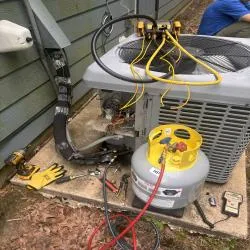 photo at New Caney, TX on Apr 03, 2025: The previous condenser was malfunctioning, leading to inefficient cooling. We performed a condenser