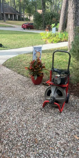 photo at Spring, TX on Nov 29, 2025: A significant blockage was detected in the main drain line, causing slow drainage issues. To resolv