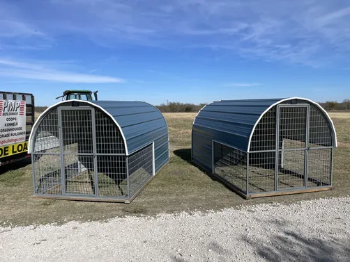 photo at Coolidge, TX on Dec 11, 2025: 6x10 enclosed animal shelter in ocean blueWelded frame, welded horse grade ag panel, solid max rib