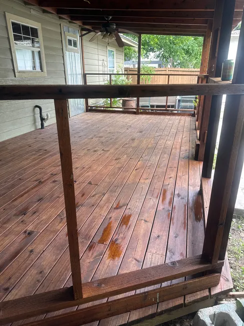 At a residential property, we restored a 474 square foot deck with a thorough cleaning and high-quality oil stain, ensuring lasting beauty and protection for the wood.