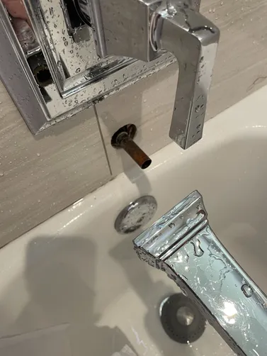 photo at Walnut Creek, CA on Apr 08, 2026: The tub spout was identified as loose, creating a risk for potential leaks. We meticulously reinsta