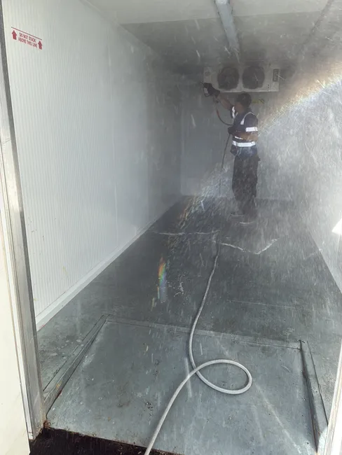 The interior of the Chill Out storage containers was pressure washed, eliminating dirt and mold for a fresh finish.