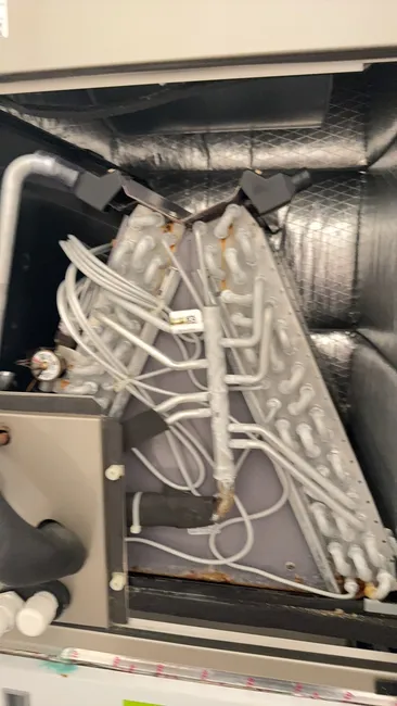 Replaced a leaking evaporator coil and cleared a clogged TXV, restoring your HVAC system's efficiency.
