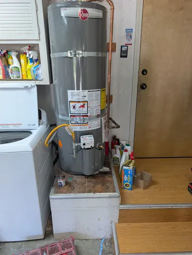 photo at Concord, CA on May 19, 2026: A leaking water heater posed a significant issue due to a faulty T&P port. We replaced the old unit