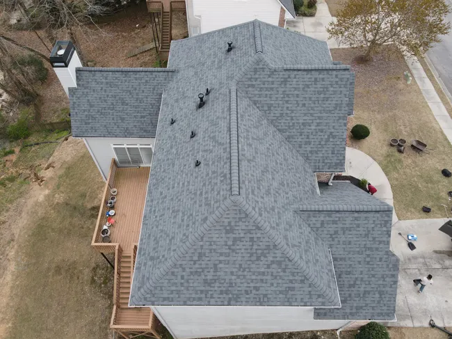 Our customers love their new roof replacements. Another beautiful roof paid for by insurance in Buford, Georgia.