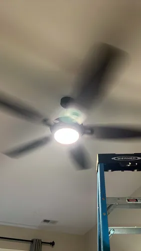 Replaced master bedroom ceiling fan with new customer supplied fan with remote. Replaced master bath GFCI Replaced hall bath GFCI Replaced one 20amp CH breaker.