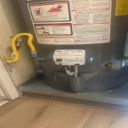photo at Houston, TX on Oct 10, 2025: The water heater was not functioning correctly due to a broken supply gas tube for the burner assem