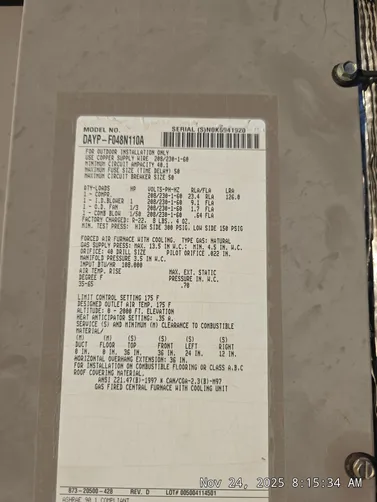 photo at Hurricane, UT on Nov 24, 2025: A malfunctioning furnace prompted a visit to determine the issue with the heating system. We arrive