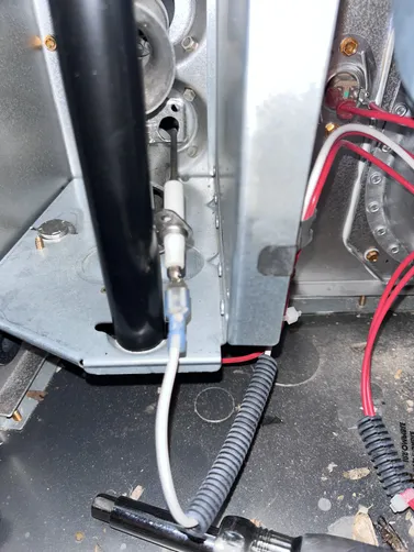 photo at Brian Head, UT on Dec 04, 2025: A furnace issue was identified in the attic above the garage, where the B-vent had become disconnec