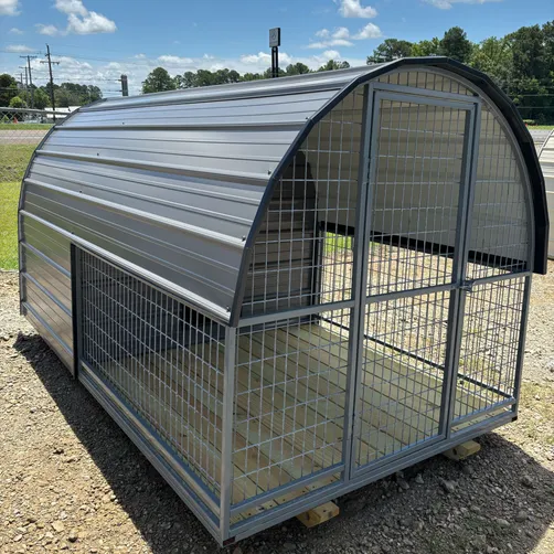 photo at Gilmer, TX on Jan 15, 2026: 6x10 Deluxe Dog Kennel with -heat,ac,insualtion,light- fenced in porch area6x8 Dog House with-encl