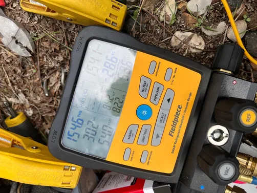 photo at La Verkin, UT on Oct 22, 2025: A faulty air conditioning unit needed attention. To address this, we recovered 5 pounds of 410A ref