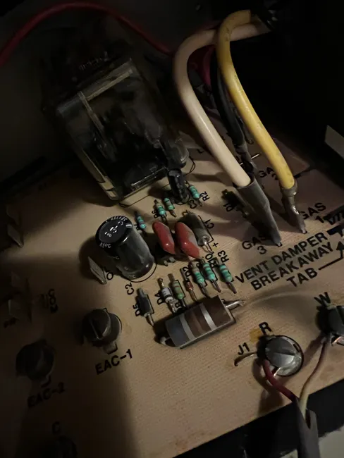 Furnace was running Ning the fan all the time. Replaced thermostat and board.