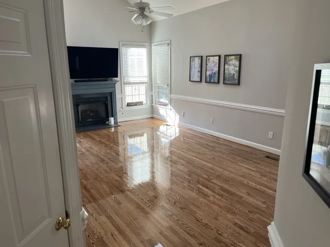 Recently, we installed new hardwood flooring with a weave pattern, then sanded and finished for a polished look.