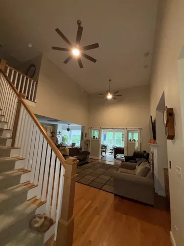 We installed 2 new 18ft high ceiling fans in the main living room area and one 16ft high ceiling fan in an office.