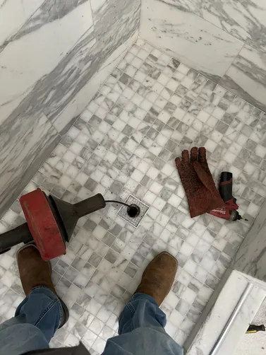 photo at Lafayette, CA on Mar 25, 2026: A shower drain stoppage was causing inconvenience in the residential bathroom. We quickly addressed