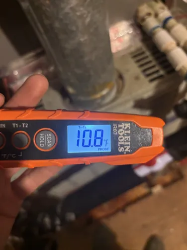 photo at Houston, TX on Nov 19, 2025: The HVAC system was not cooling effectively, showing a delta T of -1. After diagnosing the issue, w