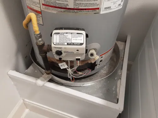photo at Houston, TX on Dec 15, 2025: The water heater was not functioning properly due to issues with the temperature sensor and the con